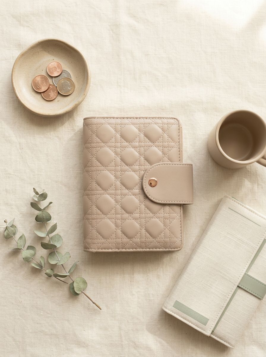Taupe Quilted Budget Wallet