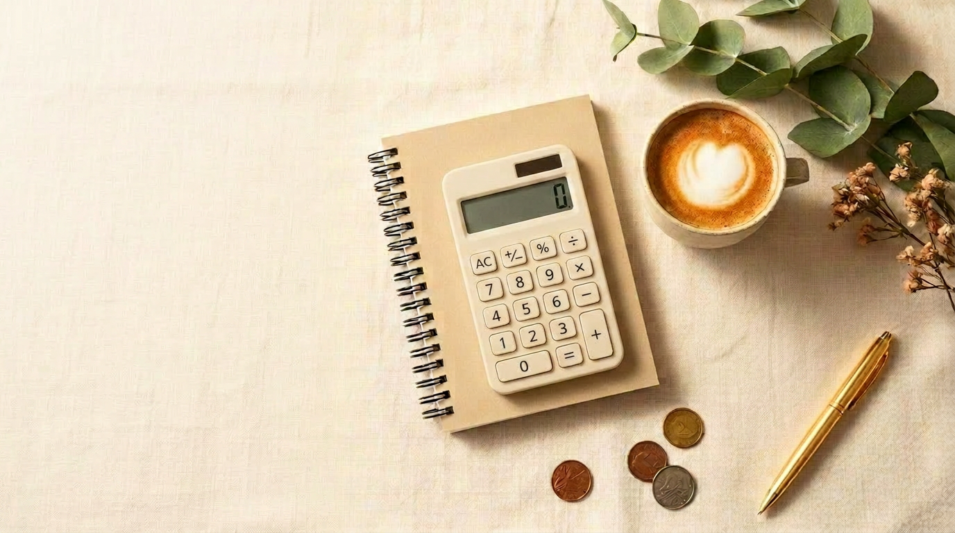 Mindful budgeting flat lay
